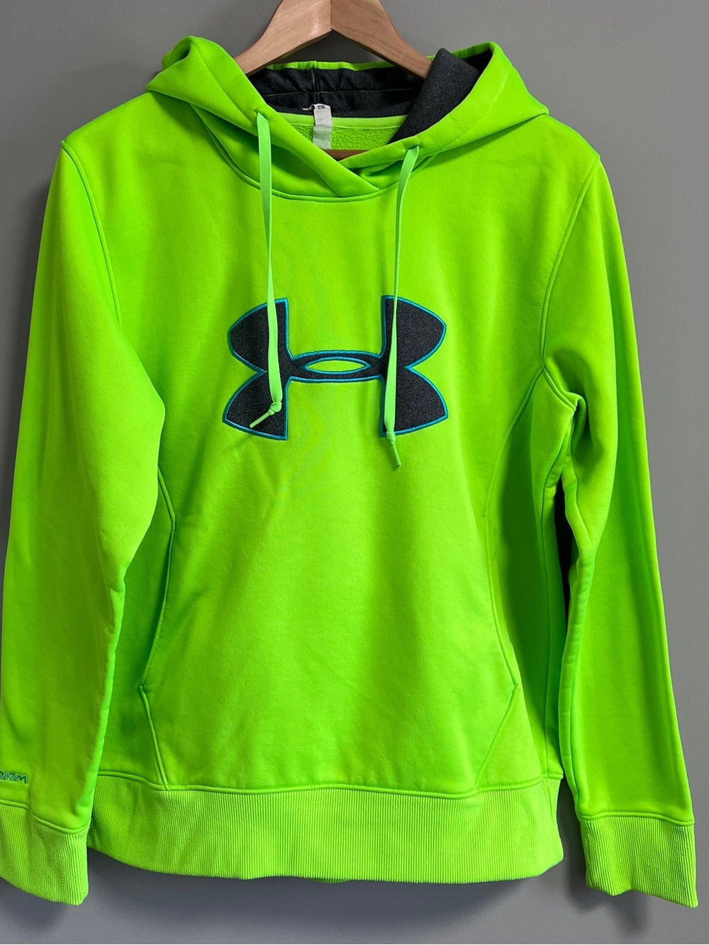 Under Armour Bright Lime Green Pullover Hoodie with Logo